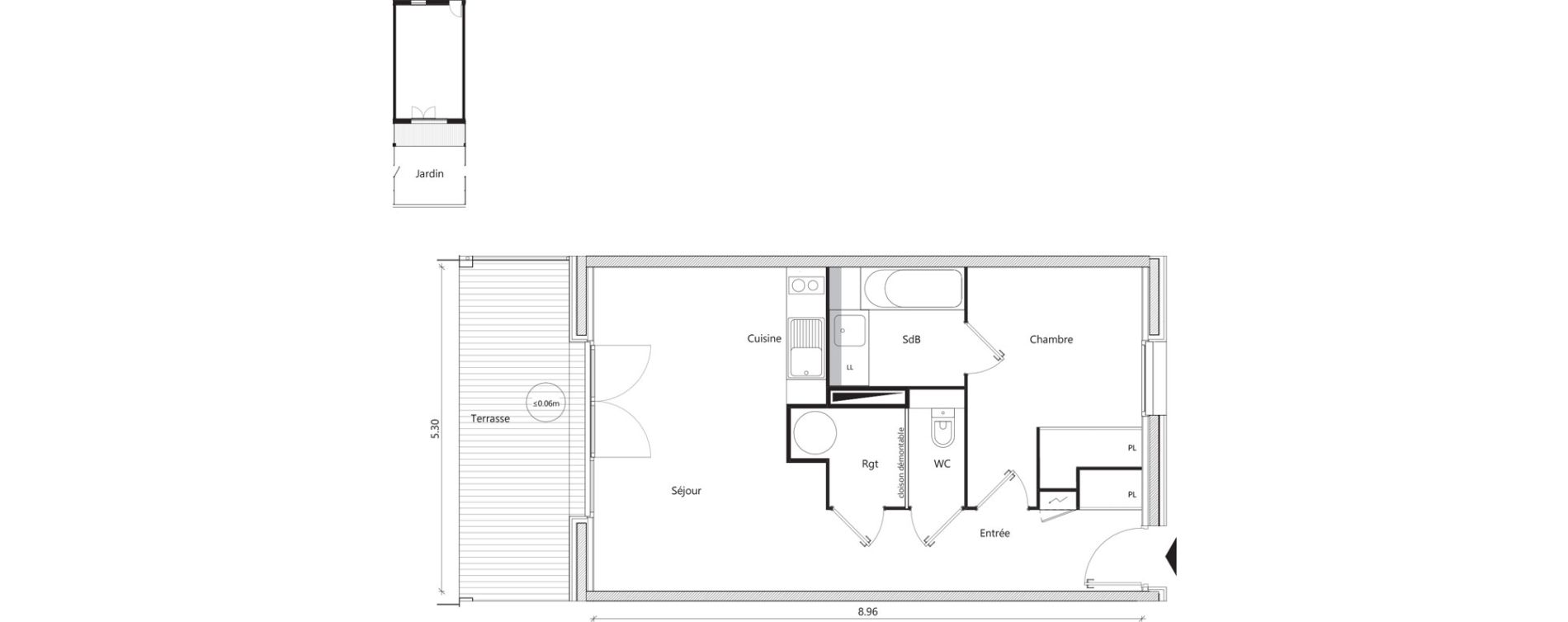 Appartement T2 de 45,85 m2 &agrave; Mondonville Centre