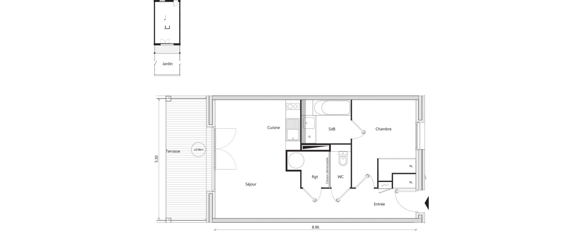 Appartement T2 de 45,85 m2 &agrave; Mondonville Centre