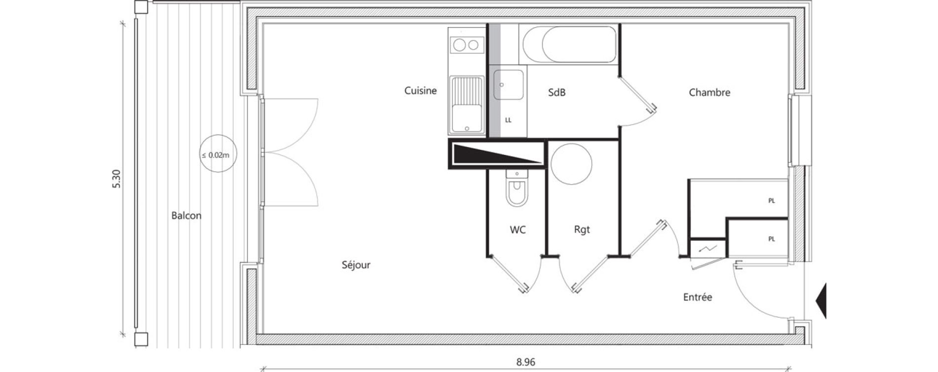 Appartement T2 de 45,53 m2 &agrave; Mondonville Centre