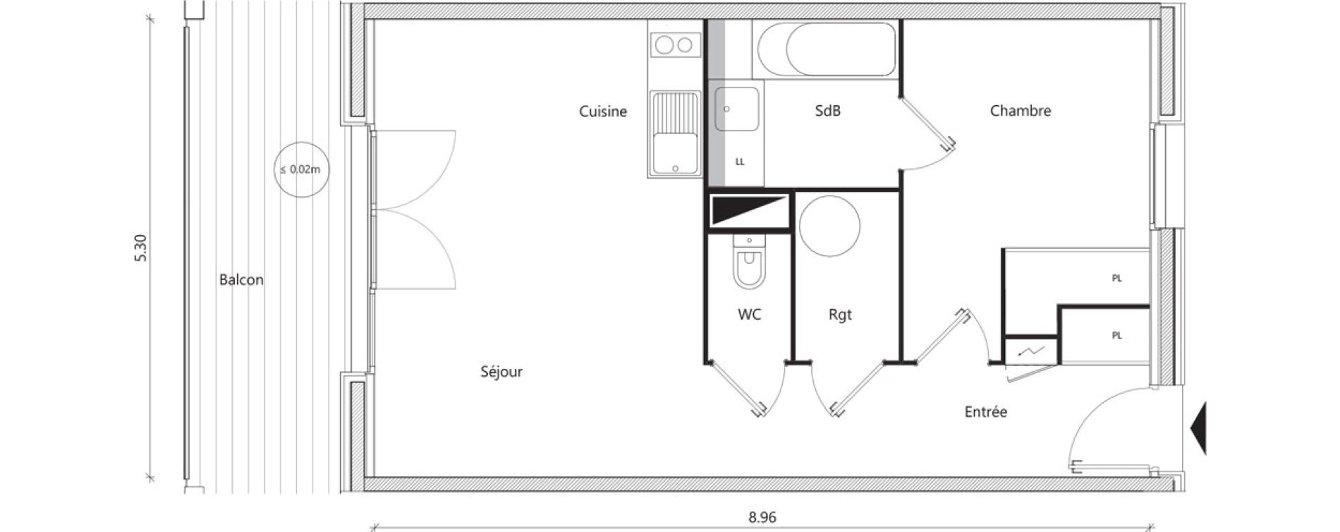 Appartement T2 de 45,89 m2 &agrave; Mondonville Centre