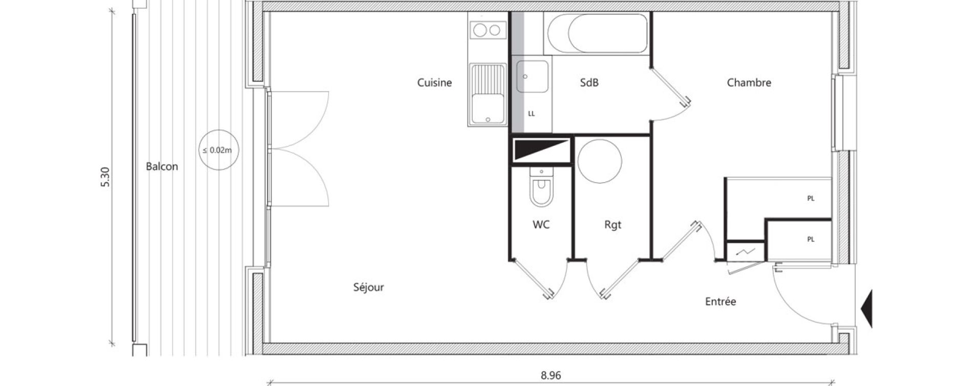 Appartement T2 de 45,89 m2 &agrave; Mondonville Centre