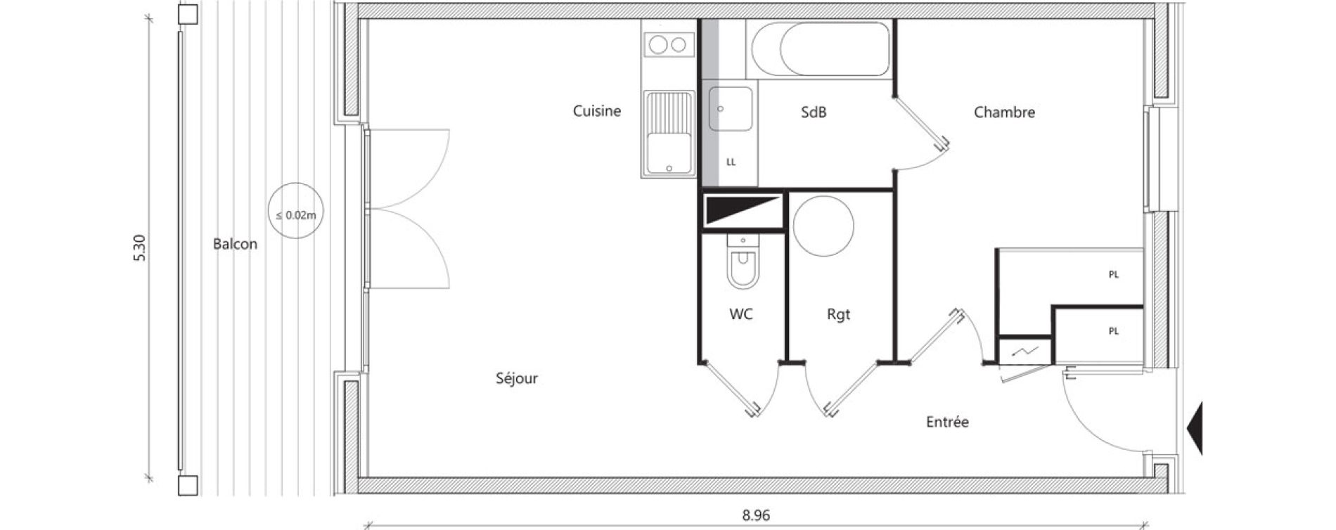 Appartement T2 de 45,89 m2 &agrave; Mondonville Centre