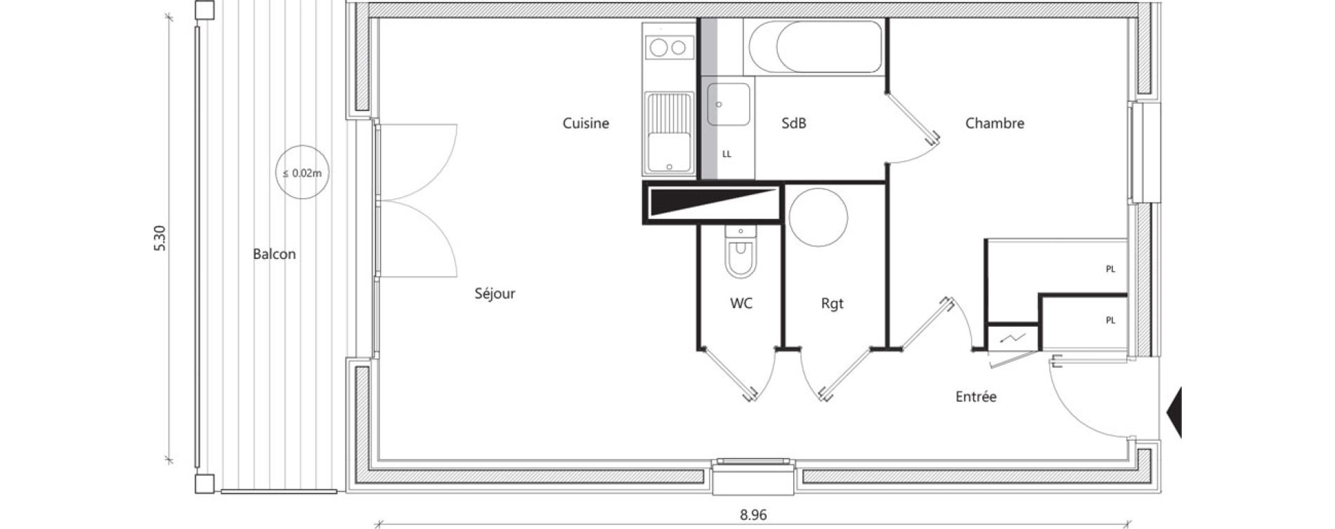 Appartement T2 de 45,53 m2 &agrave; Mondonville Centre