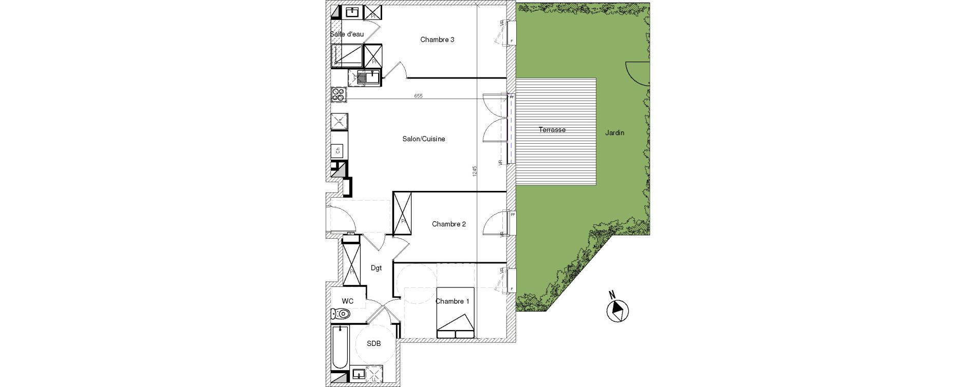 Appartement T4 de 81,15 m2 &agrave; Mondonville Centre