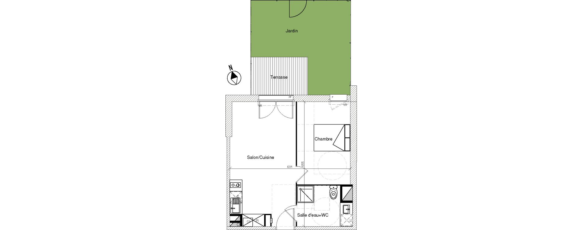 Appartement T2 de 39,65 m2 &agrave; Mondonville Centre