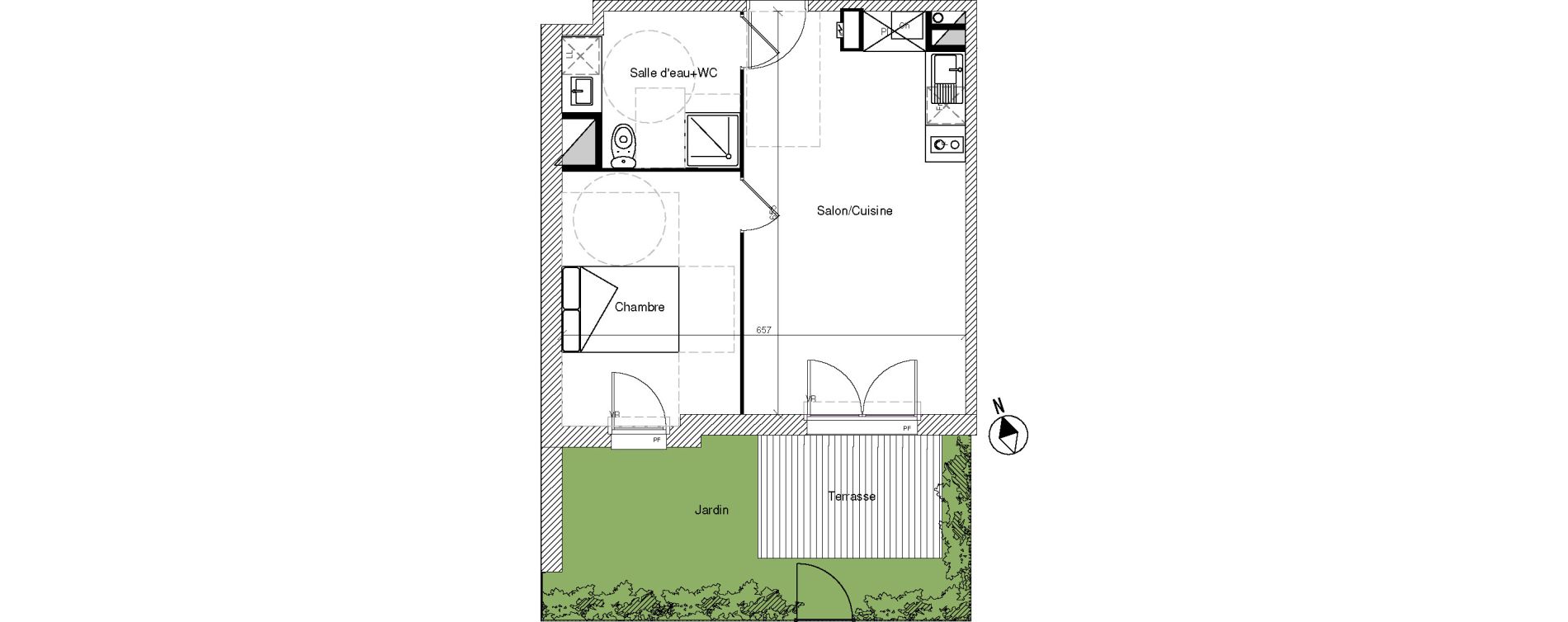 Appartement T2 de 41,40 m2 &agrave; Mondonville Centre