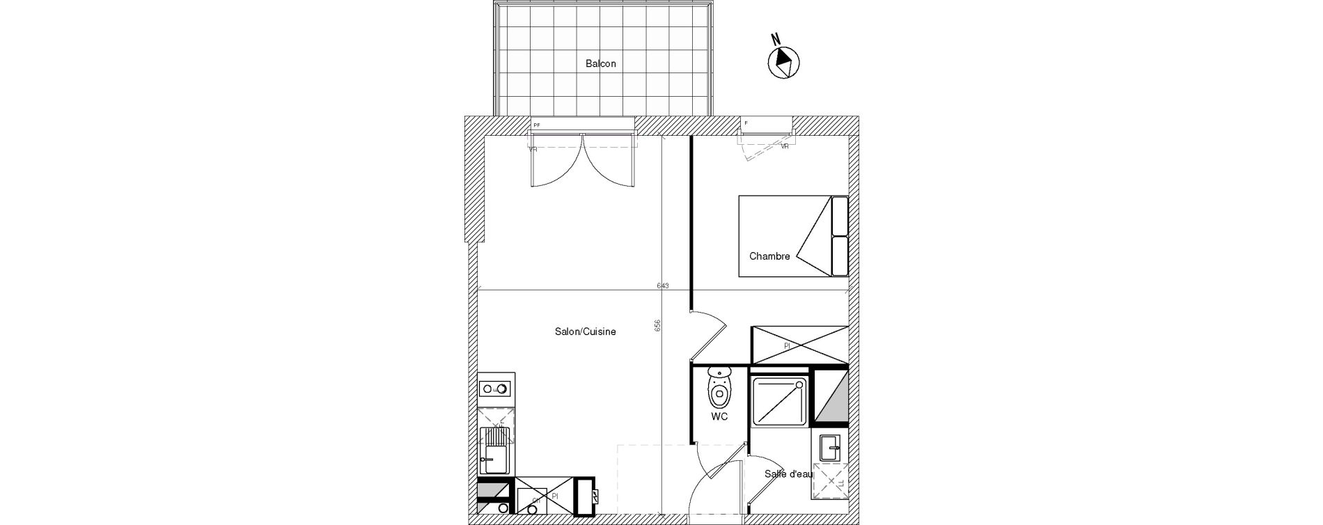 Appartement T2 de 39,75 m2 &agrave; Mondonville Centre