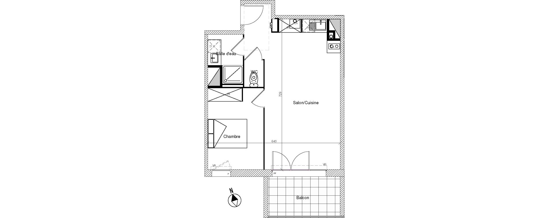 Appartement T2 de 44,05 m2 &agrave; Mondonville Centre