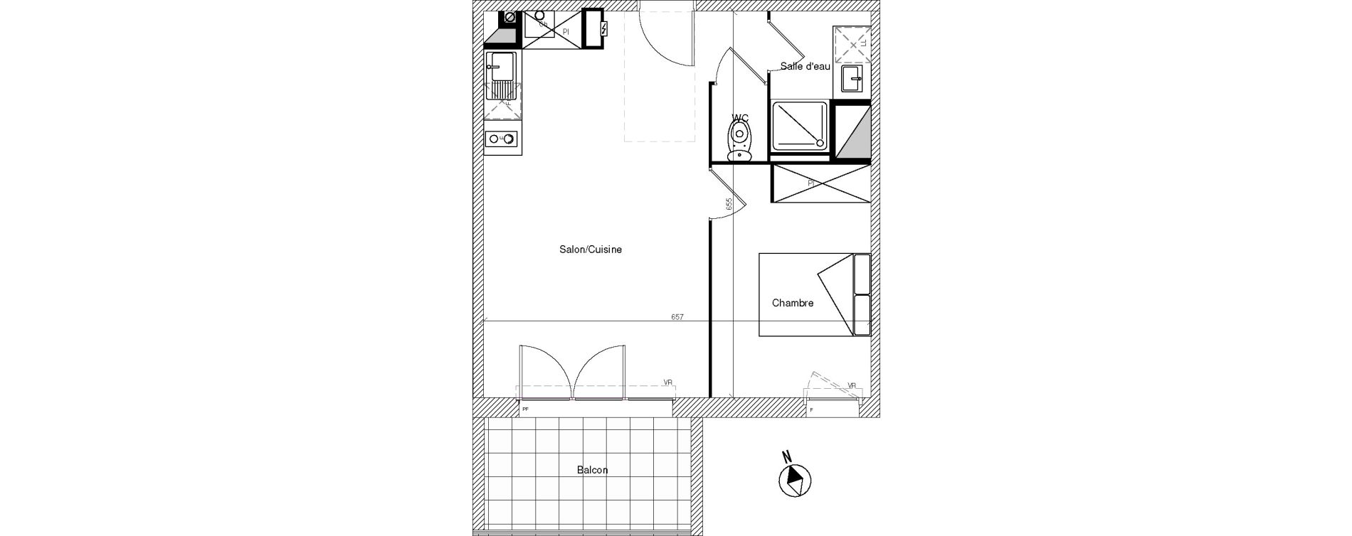 Appartement T2 de 40,80 m2 &agrave; Mondonville Centre