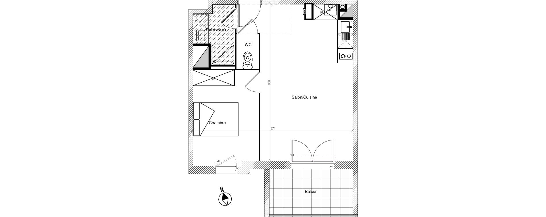 Appartement T2 de 41,75 m2 &agrave; Mondonville Centre