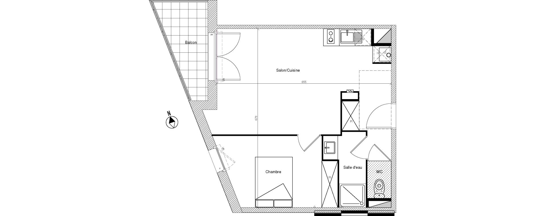 Appartement T2 de 41,65 m2 &agrave; Mondonville Centre