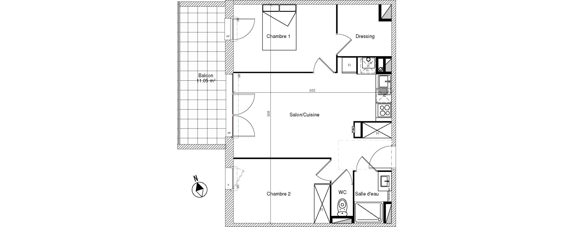 Appartement T3 de 56,65 m2 &agrave; Mondonville Centre