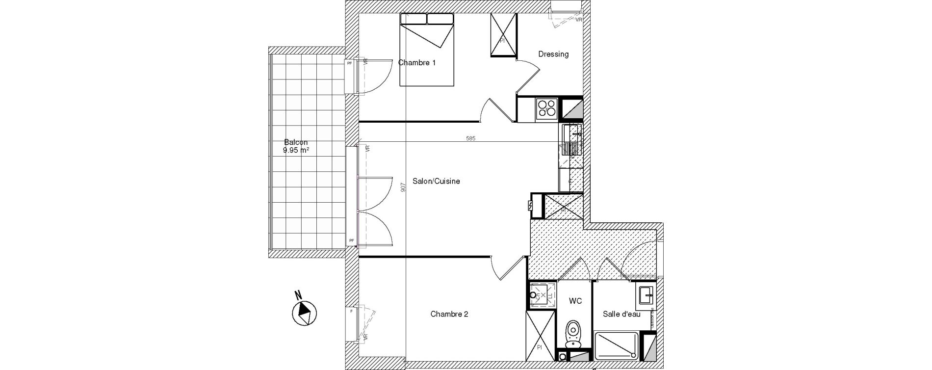 Appartement T3 de 56,95 m2 &agrave; Mondonville Centre
