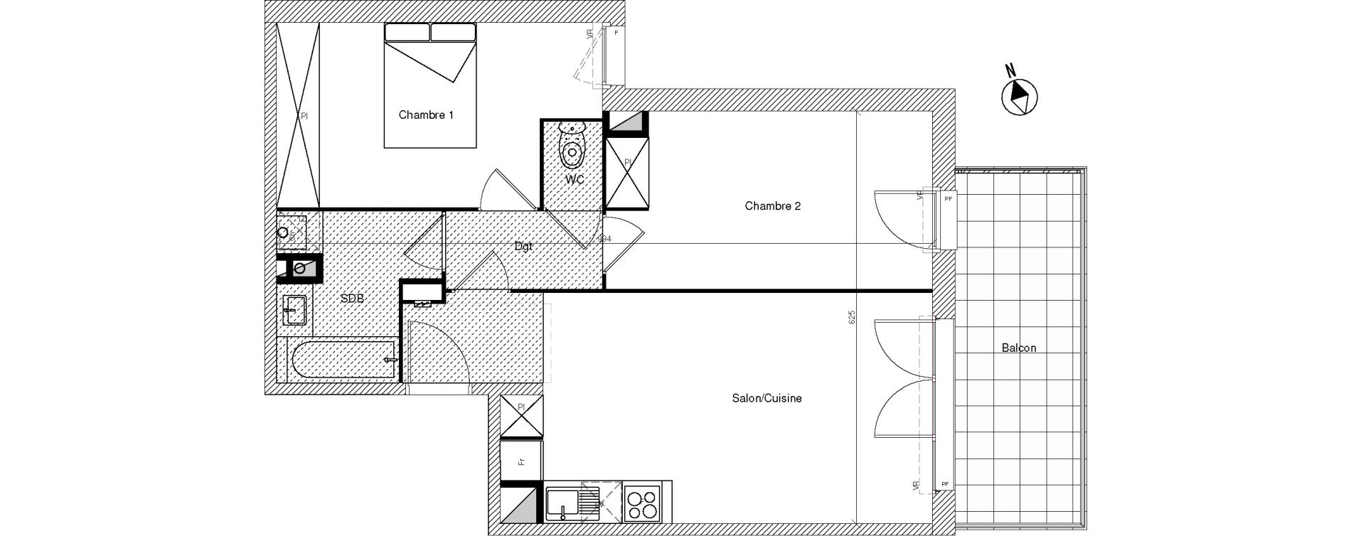 Appartement T3 de 59,05 m2 &agrave; Mondonville Centre