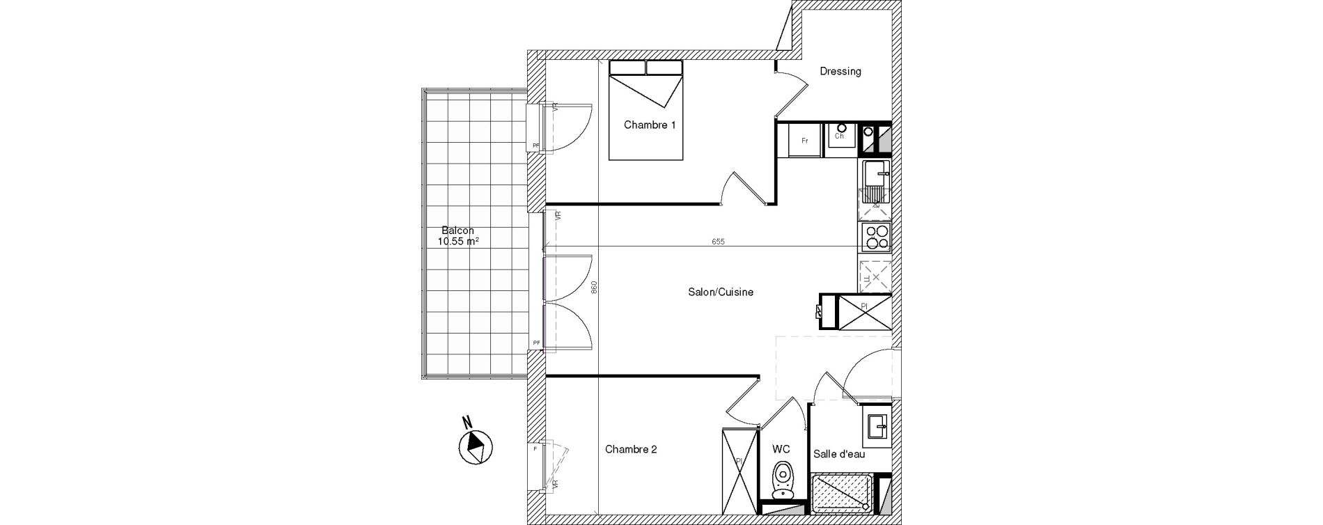 Appartement T3 de 55,55 m2 &agrave; Mondonville Centre