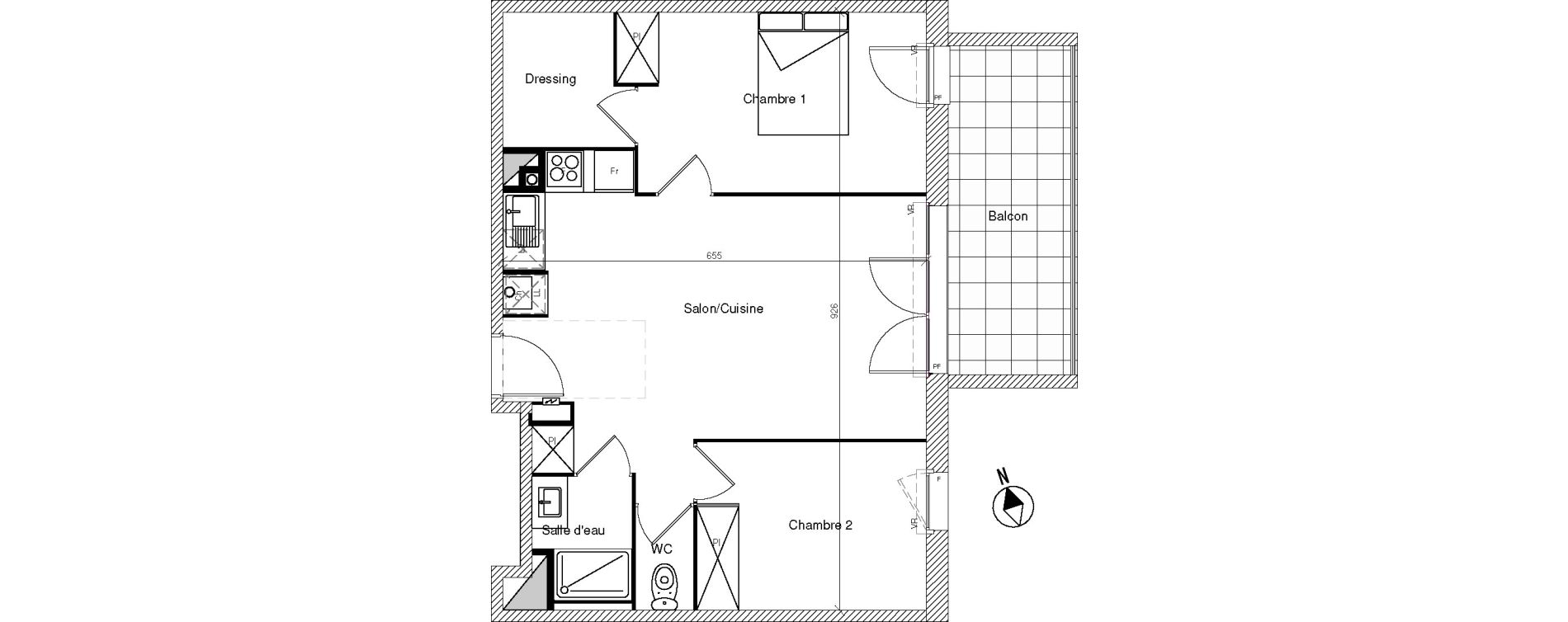 Appartement T3 de 56,95 m2 &agrave; Mondonville Centre