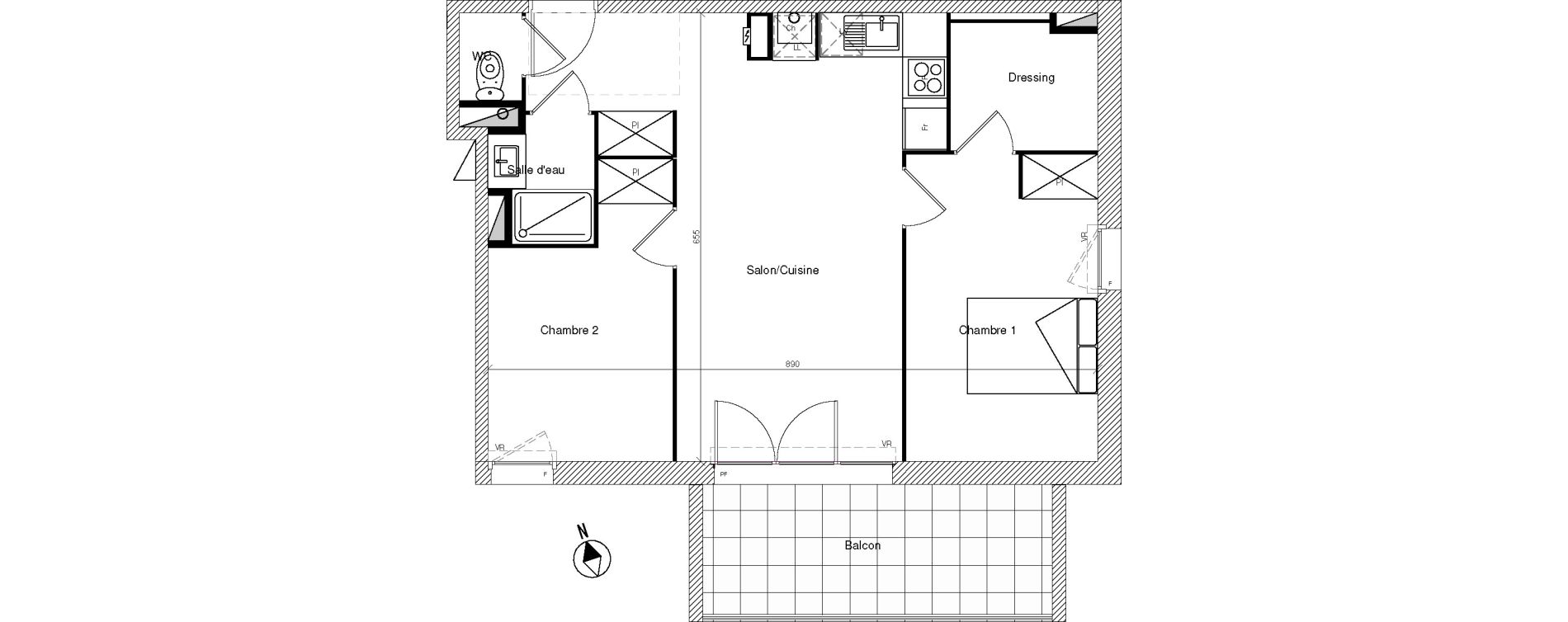 Appartement T3 de 56,40 m2 &agrave; Mondonville Centre