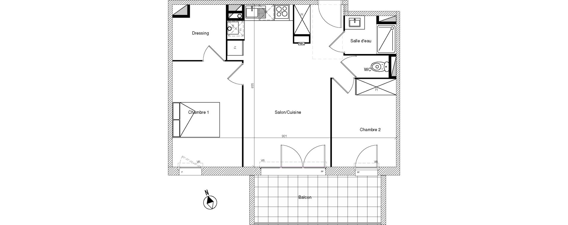 Appartement T3 de 55,30 m2 &agrave; Mondonville Centre