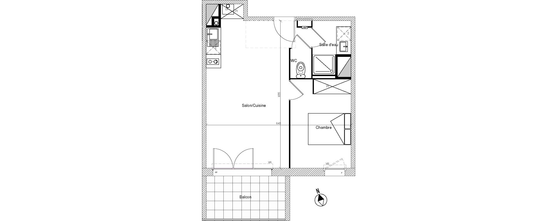 Appartement T2 de 40,90 m2 &agrave; Mondonville Centre