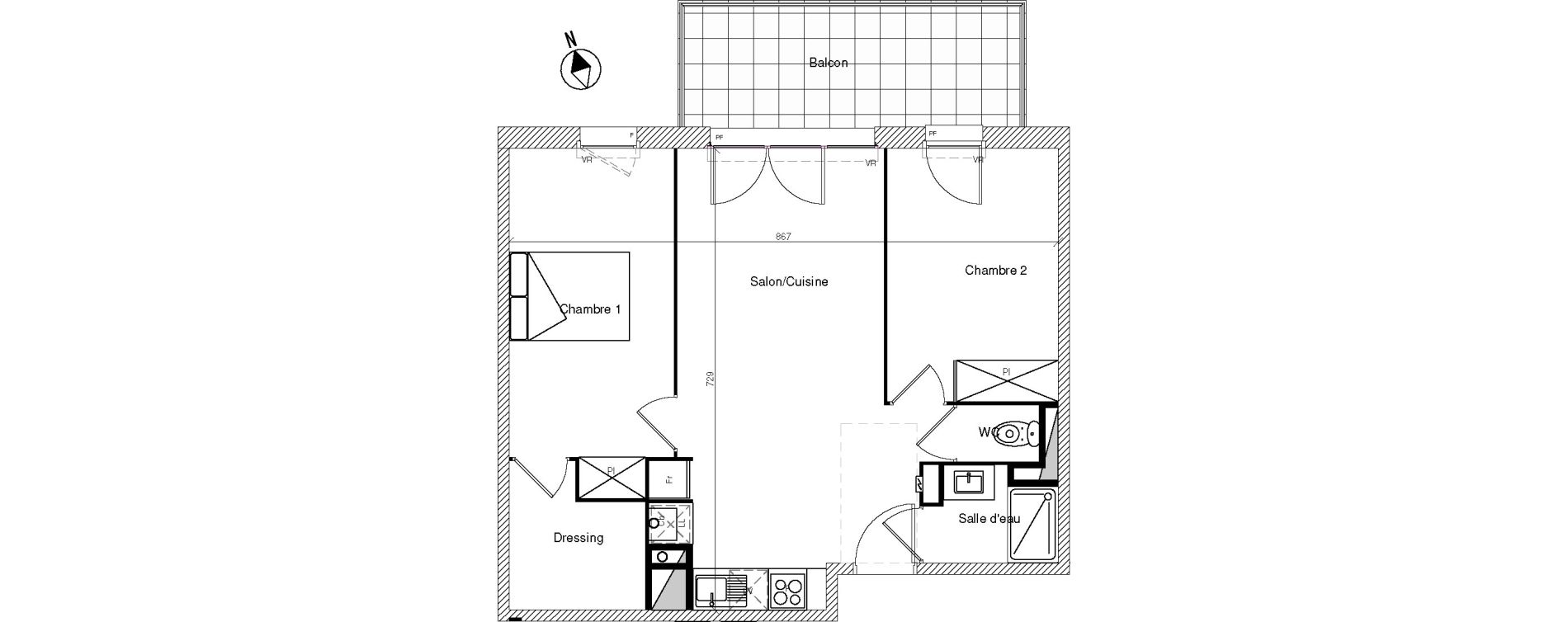 Appartement T3 de 57,80 m2 &agrave; Mondonville Centre