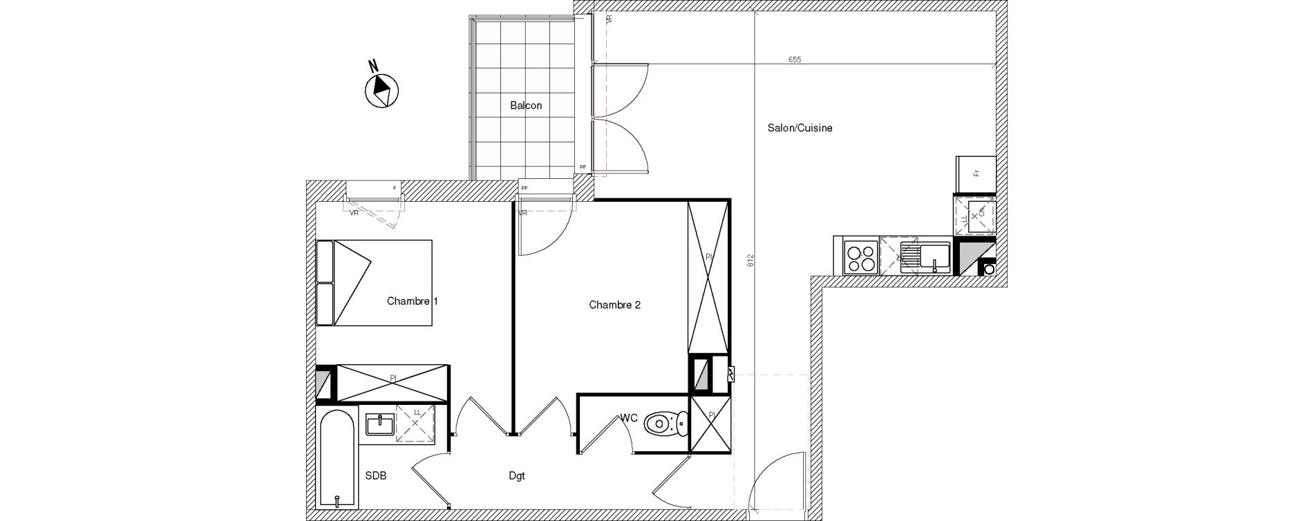Appartement T3 de 62,15 m2 &agrave; Mondonville Centre