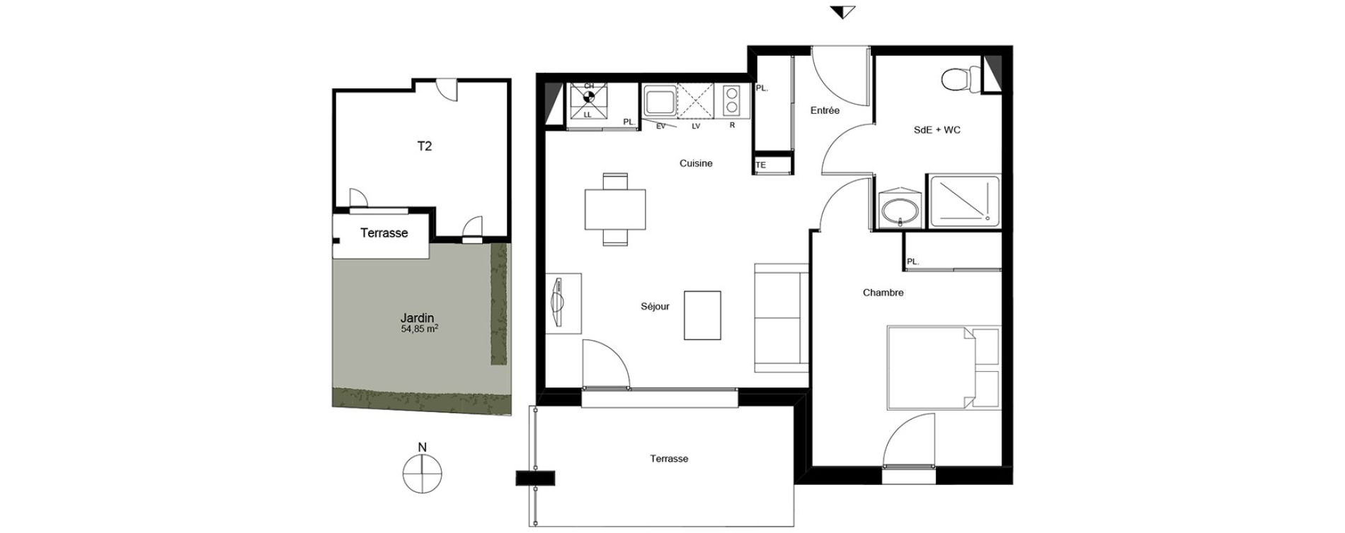 Appartement T2 de 42,81 m2 à Mondonville Centre