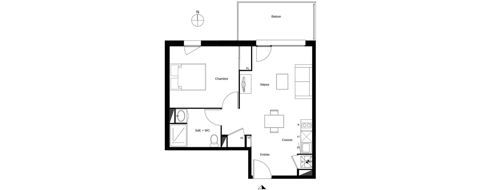 Appartement T2 de 43,05 m2 &agrave; Mondonville Centre