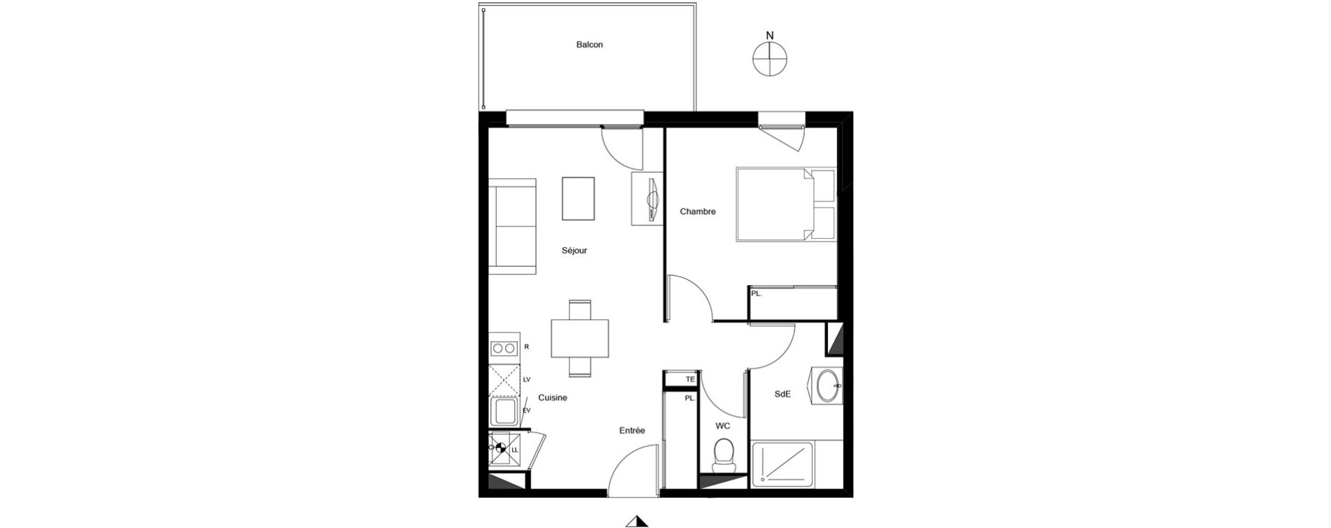 Appartement T2 de 43,41 m2 &agrave; Mondonville Centre