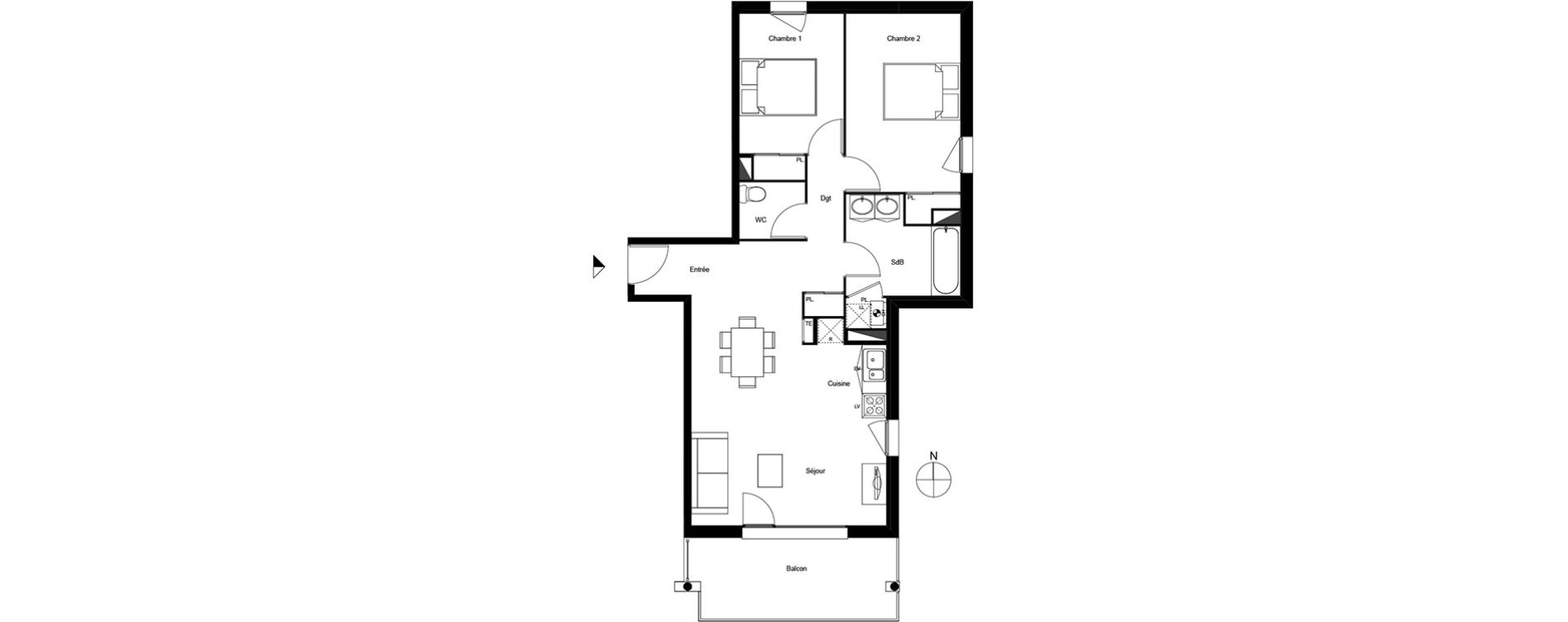 Appartement T3 de 66,03 m2 &agrave; Mondonville Centre