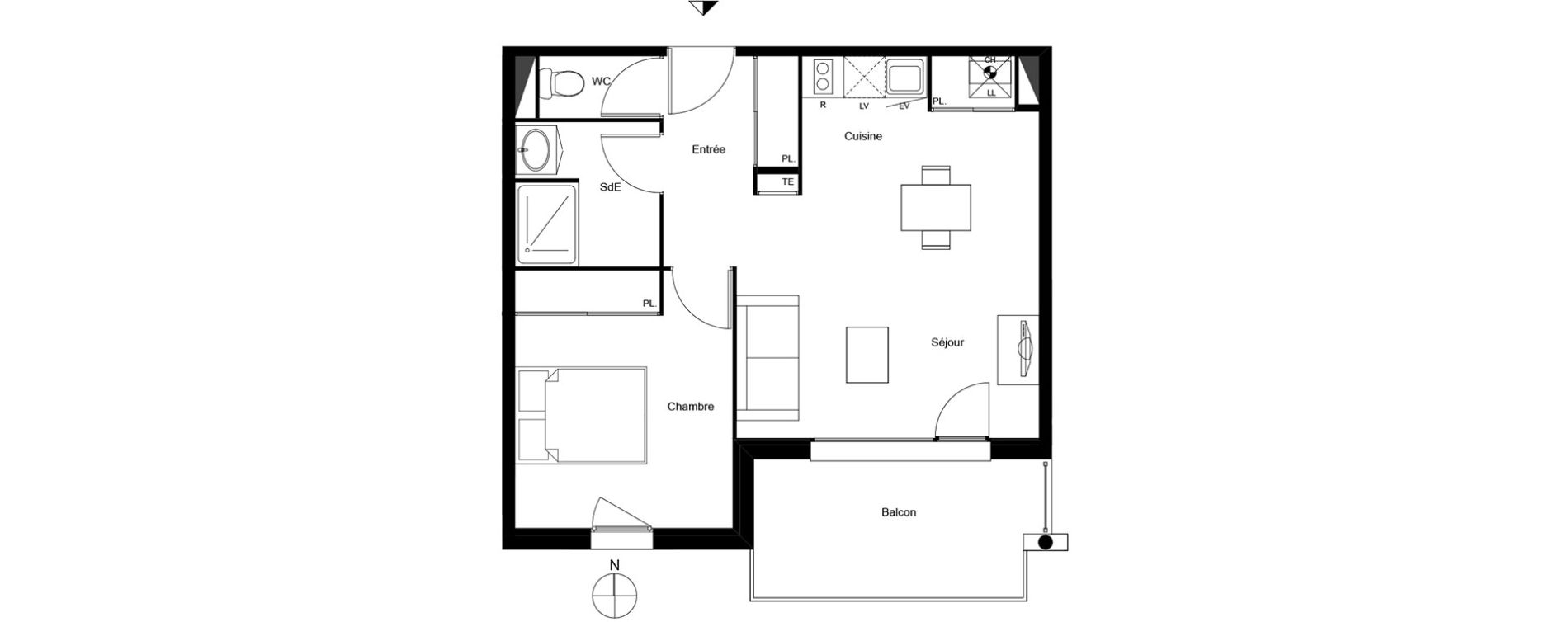 Appartement T2 de 44,17 m2 &agrave; Mondonville Centre