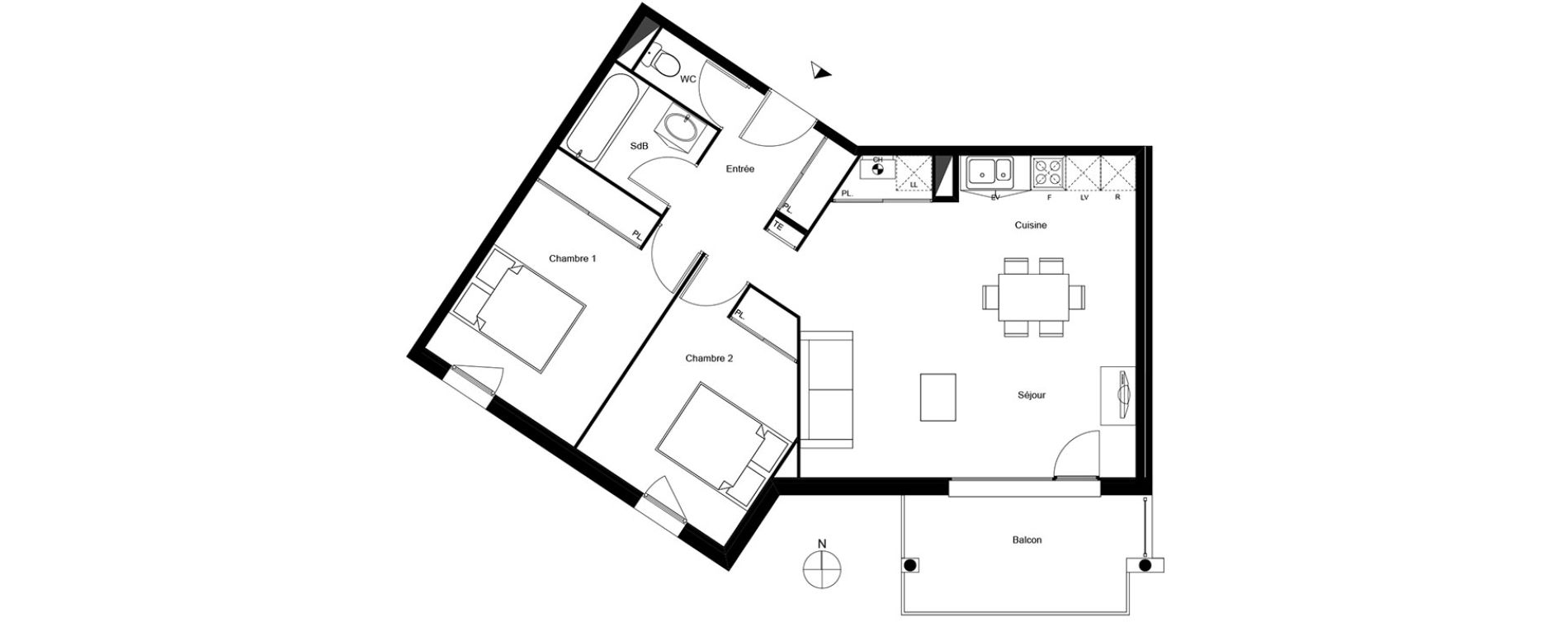 Appartement T3 de 65,26 m2 &agrave; Mondonville Centre