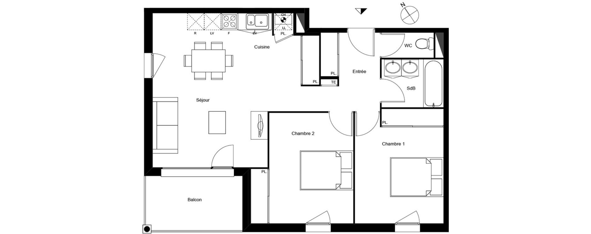 Appartement T3 de 65,33 m2 &agrave; Mondonville Centre
