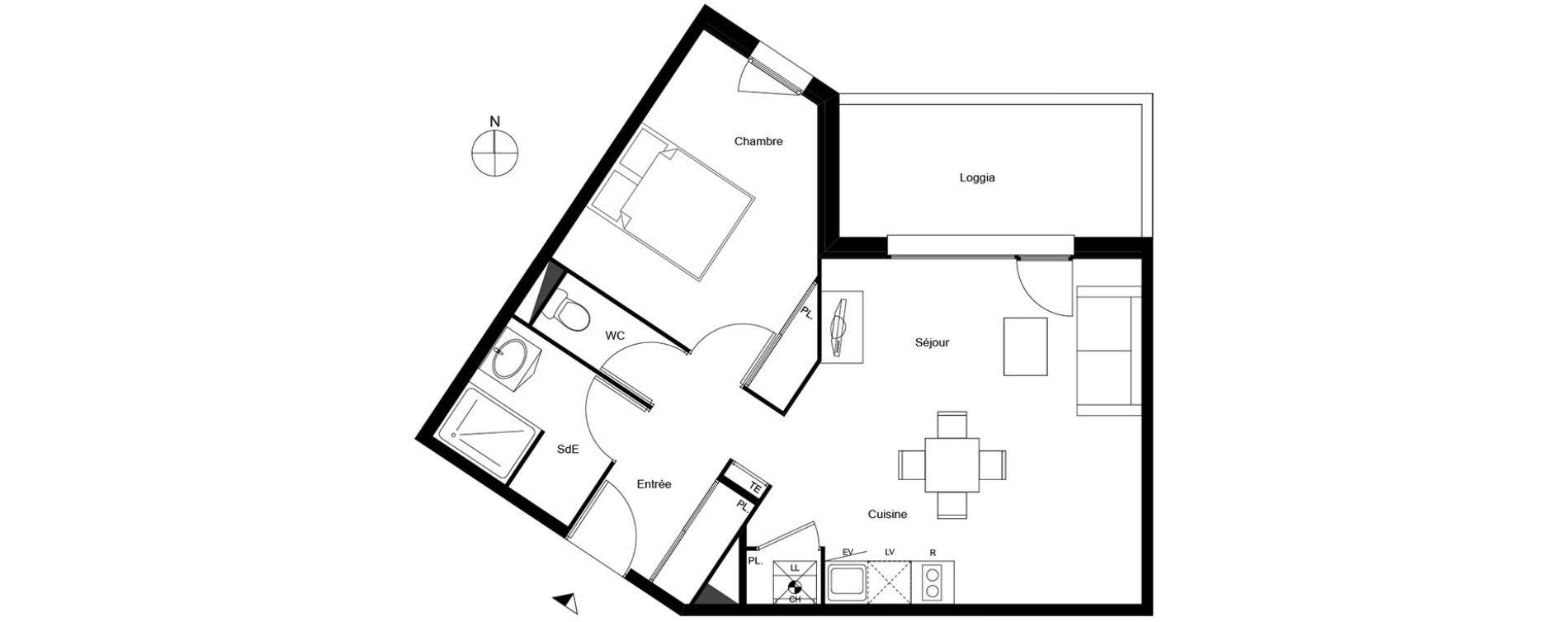 Appartement T2 de 47,32 m2 &agrave; Mondonville Centre