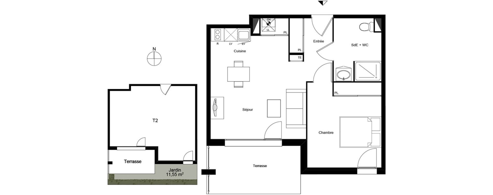 Appartement T2 de 44,66 m2 à Mondonville Centre
