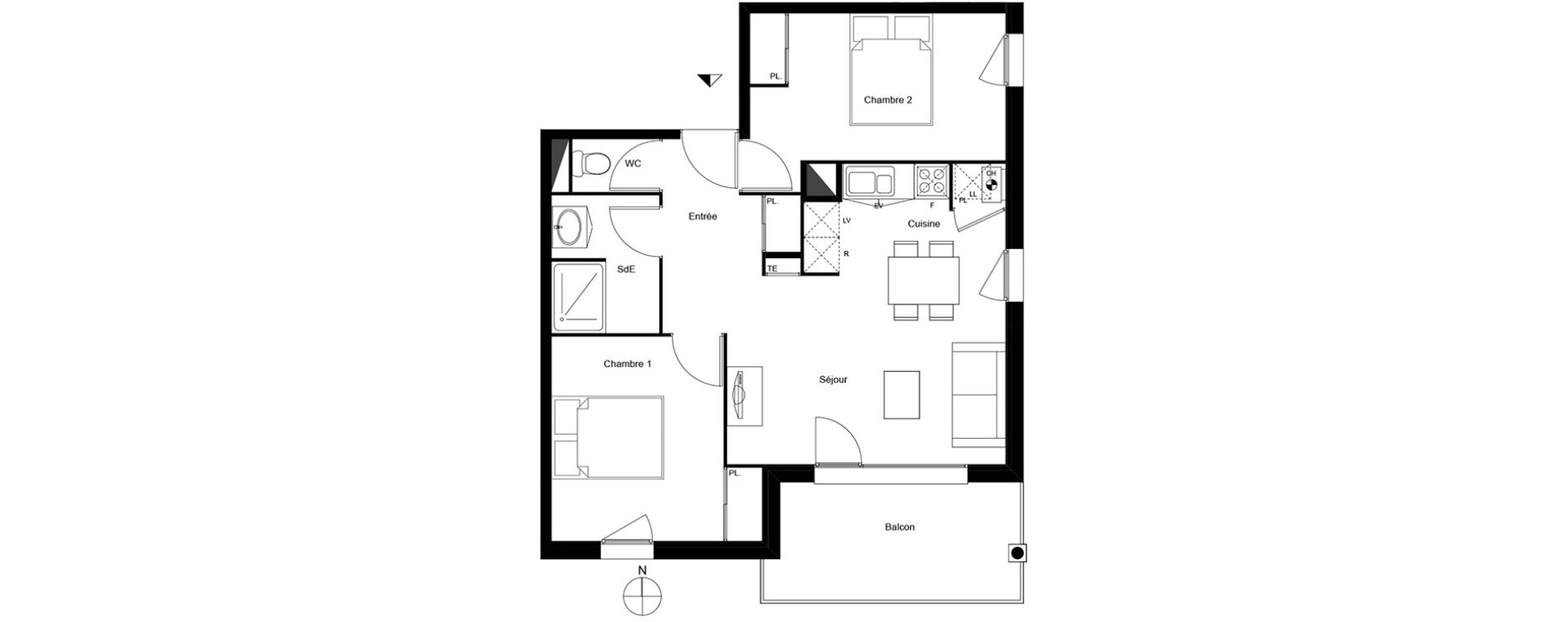 Appartement T3 de 54,23 m2 à Mondonville Centre