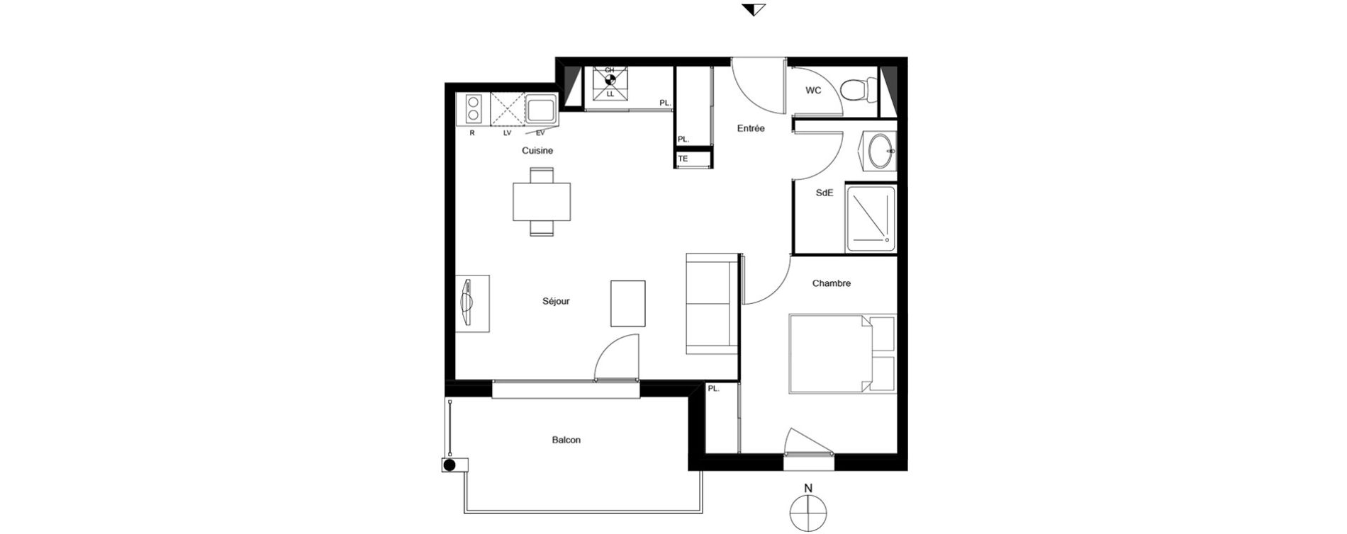 Appartement T2 de 44,78 m2 &agrave; Mondonville Centre