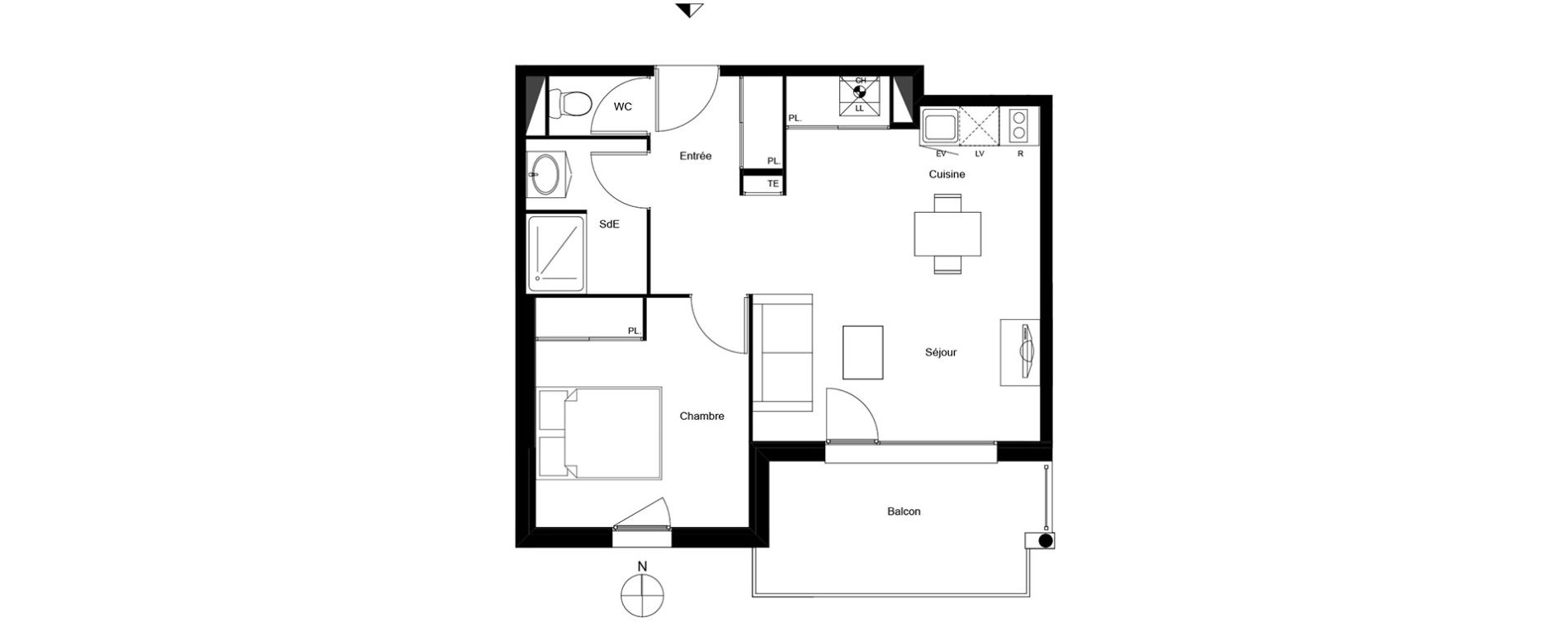Appartement T2 de 44,23 m2 &agrave; Mondonville Centre