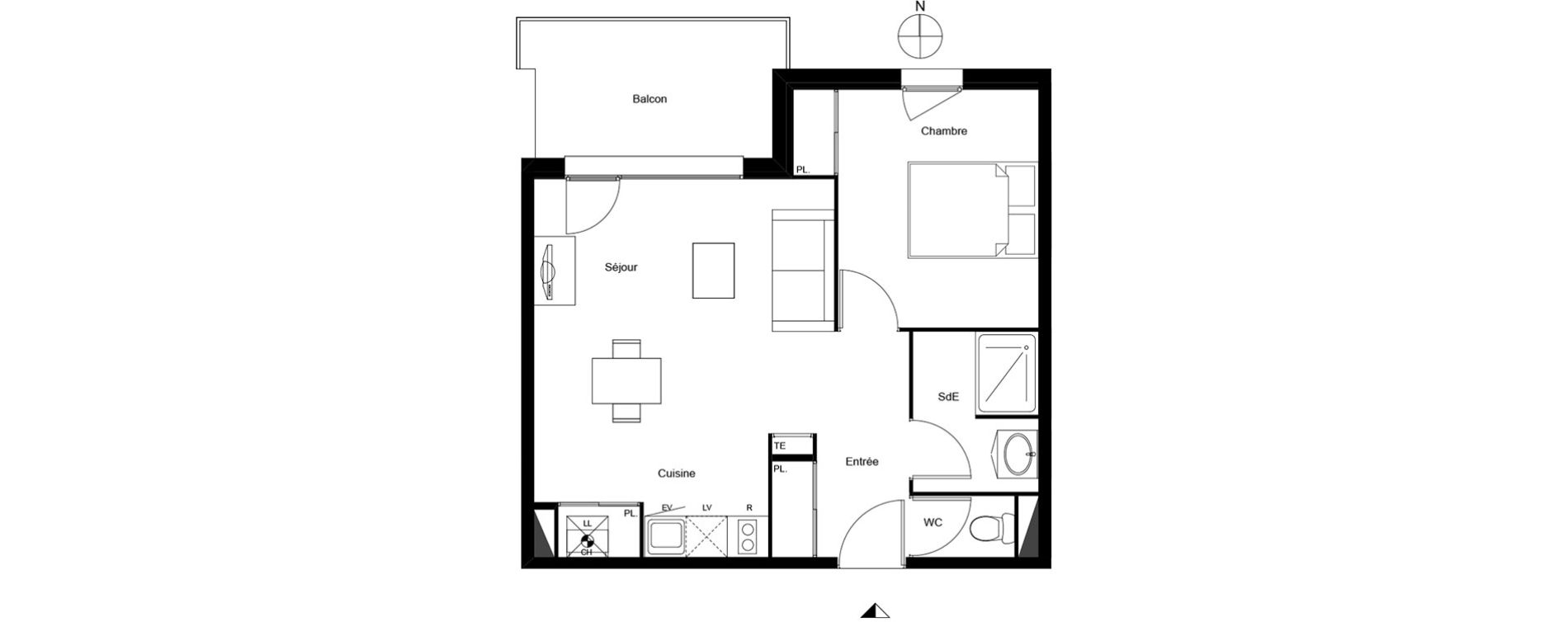 Appartement T2 de 43,56 m2 &agrave; Mondonville Centre