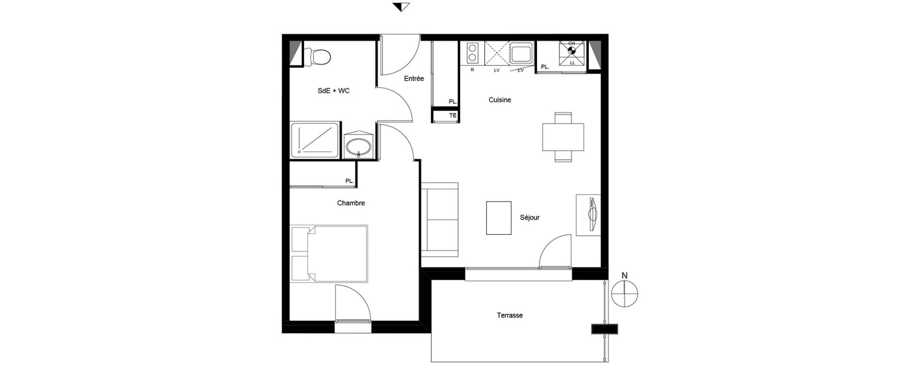 Appartement T2 de 44,35 m2 &agrave; Mondonville Centre