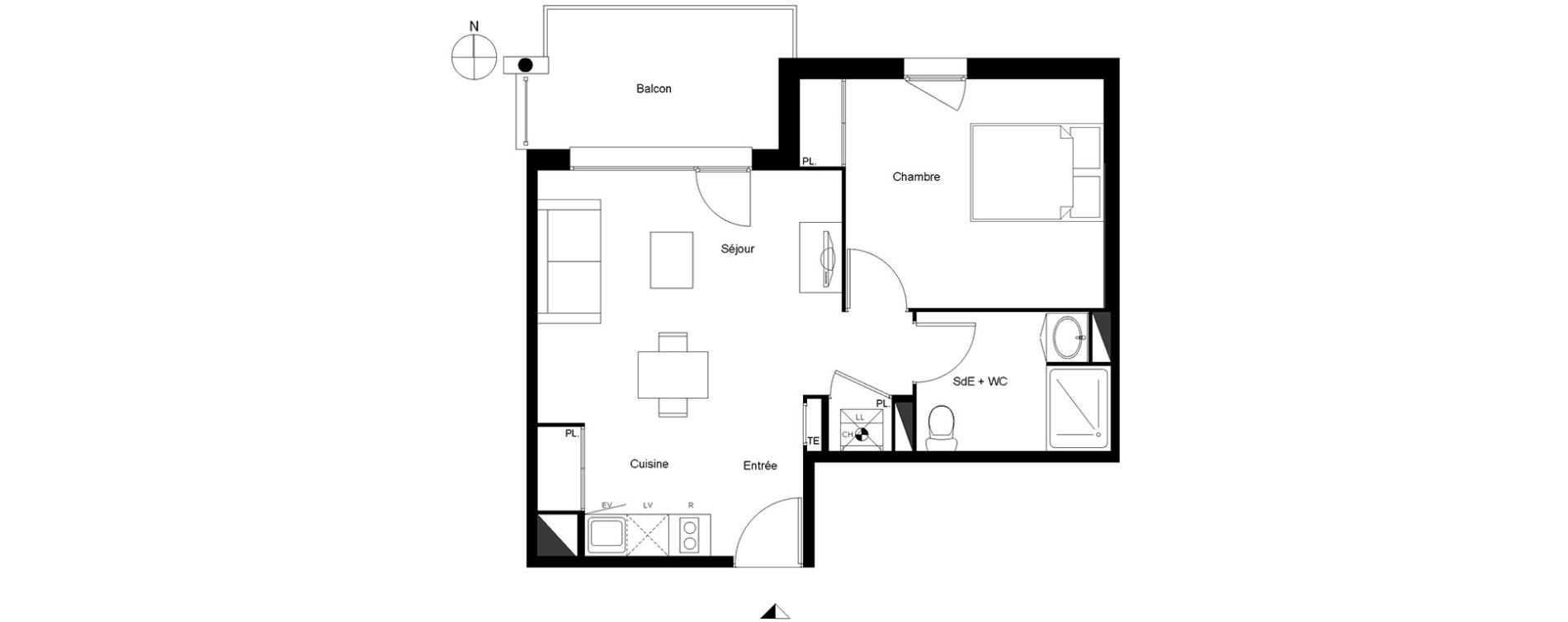 Appartement T2 de 42,27 m2 &agrave; Mondonville Centre