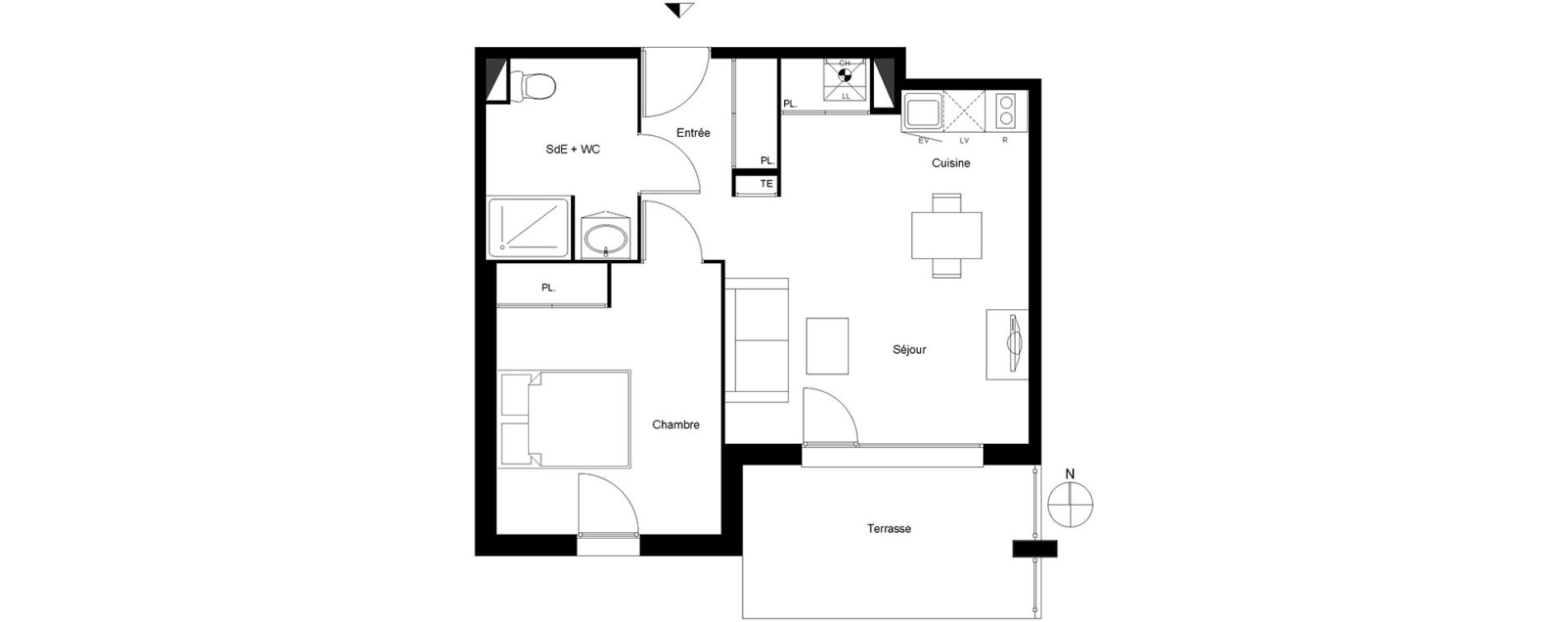 Appartement T2 de 44,30 m2 &agrave; Mondonville Centre