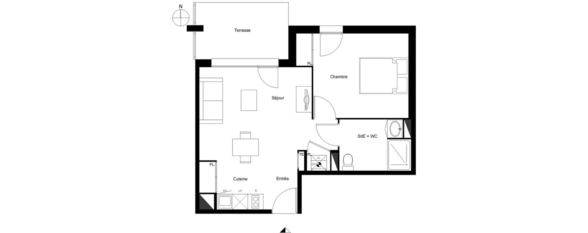 Appartement T2 de 42,27 m2 &agrave; Mondonville Centre