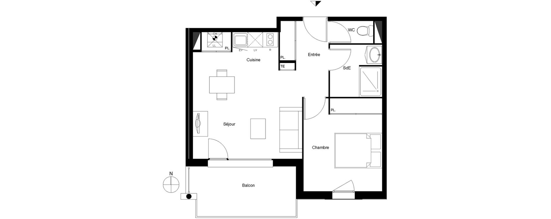 Appartement T2 de 42,61 m2 &agrave; Mondonville Centre