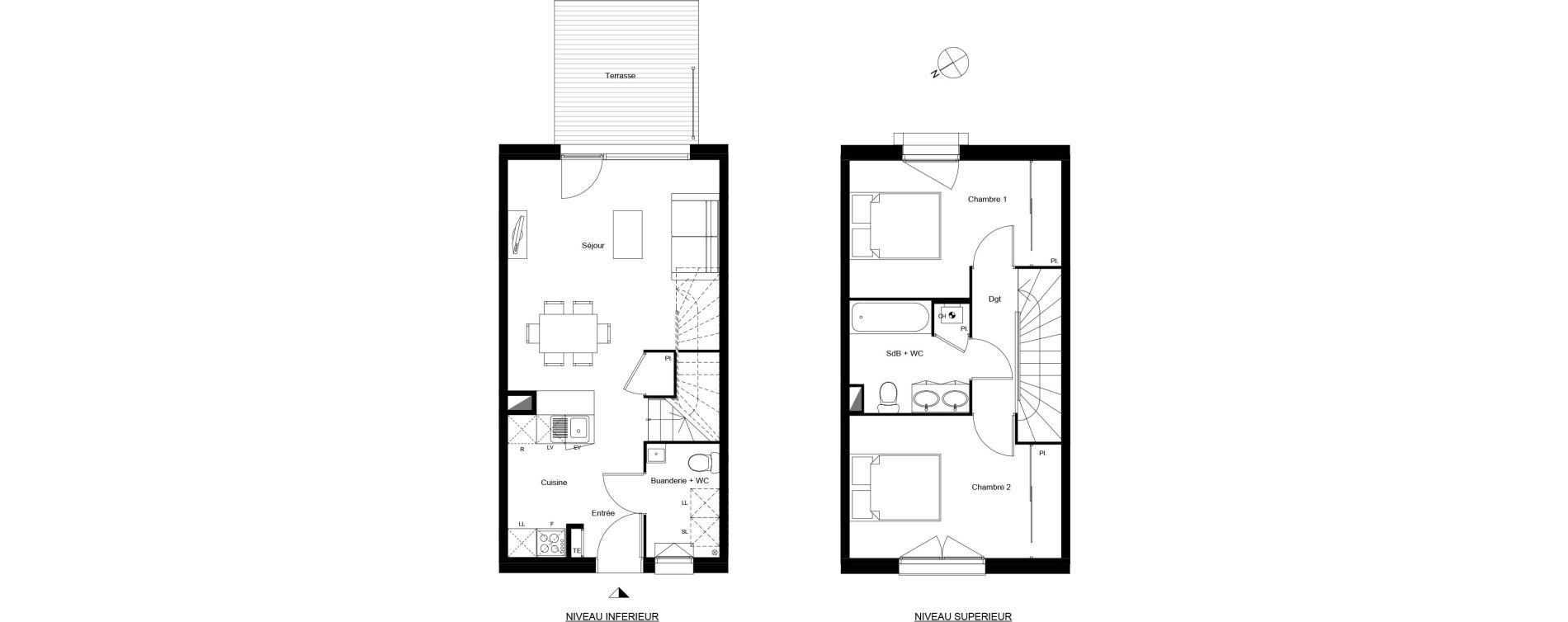 Duplex T3 de 65,61 m2 &agrave; Mondonville Centre