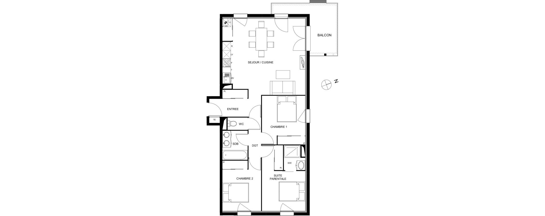 Appartement T4 de 81,24 m2 &agrave; Mondonville Centre