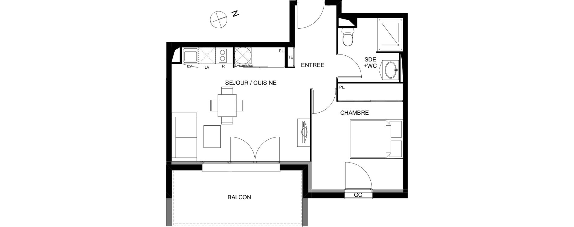 Appartement T2 de 40,55 m2 &agrave; Mondonville Centre
