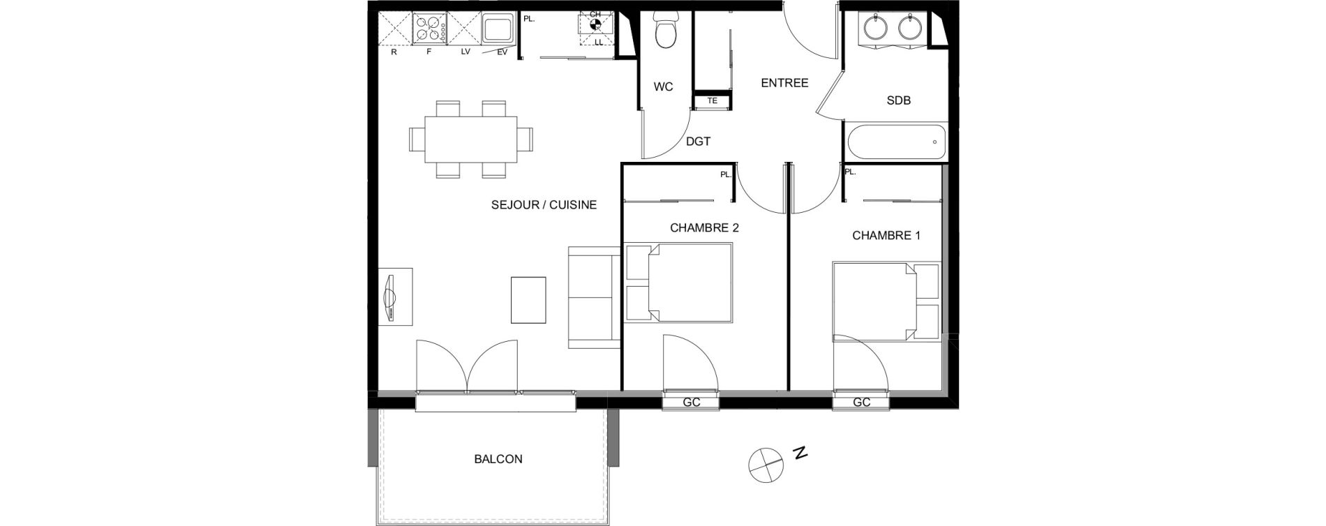 Appartement T3 de 63,15 m2 &agrave; Mondonville Centre