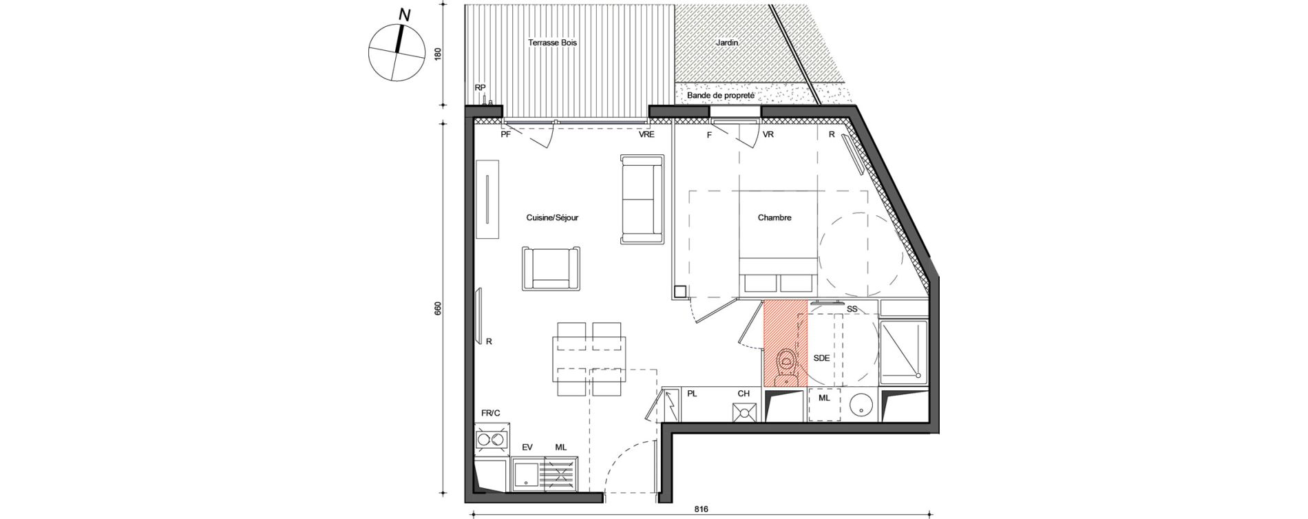 Appartement T2 de 42,80 m2 &agrave; Mondonville Centre