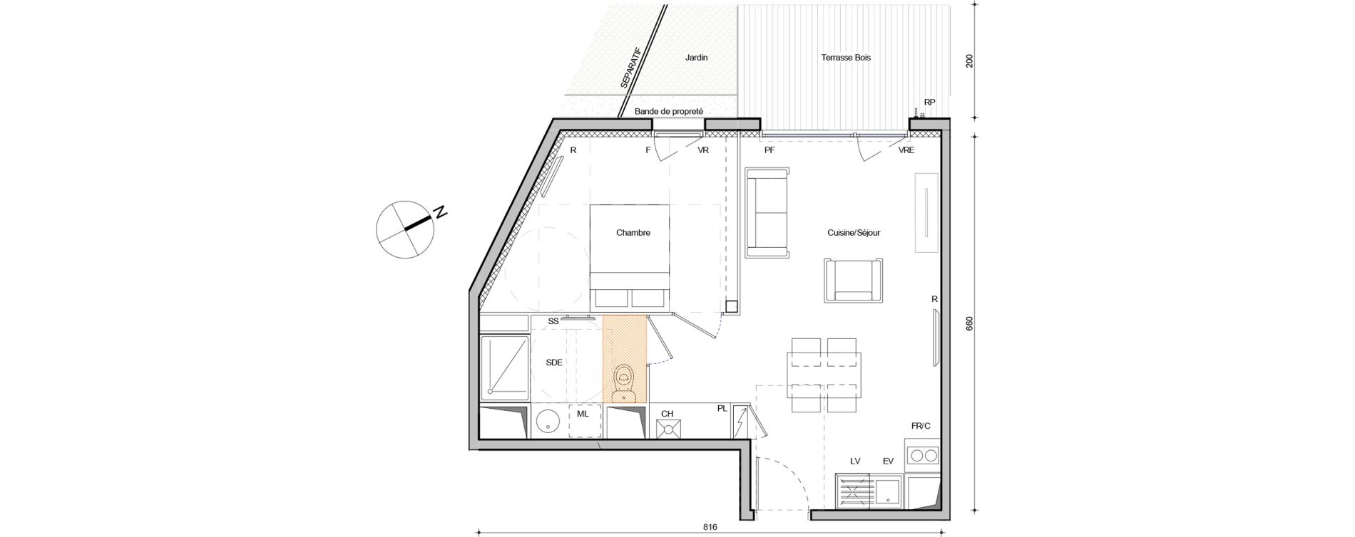 Appartement T2 de 42,85 m2 &agrave; Mondonville Centre