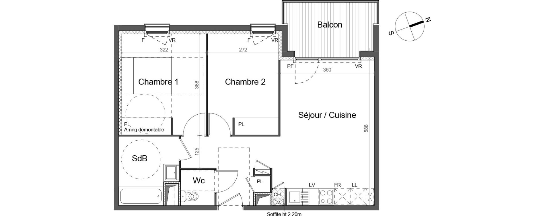 Appartement T3 de 57,70 m2 à Mondonville Centre